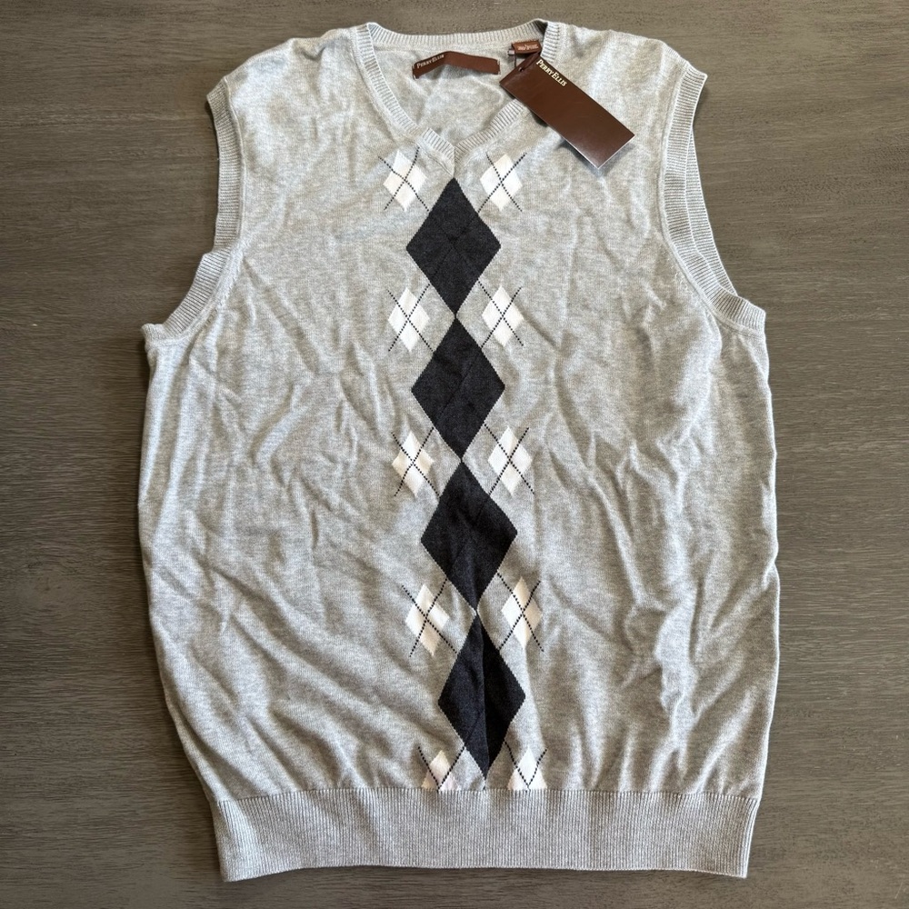 NWT Perry Ellis Men’s Sweater Vest Grey L